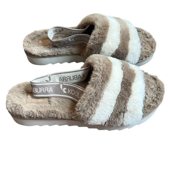 Koolaburra by UGG Fuzzin' II Slippers Women’s 10 Brown and White Cozy Comfort - Picture 1 of 8